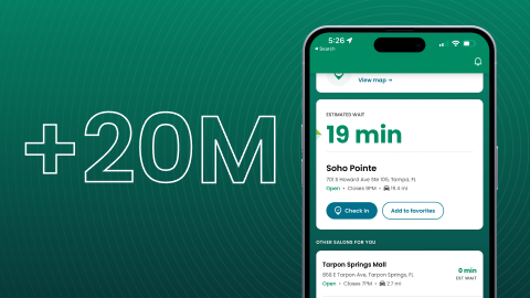 Interior of Great Clips salon showing the check-in desk, products and salon chairs